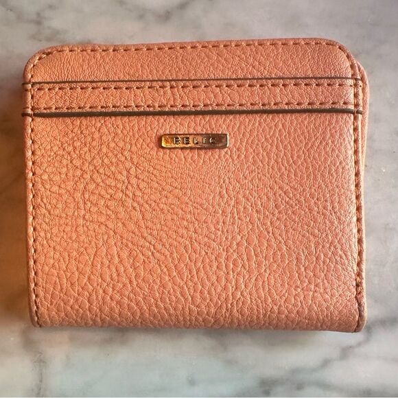 Relic pink peachy wallet paper money and coins - Picture 1 of 5